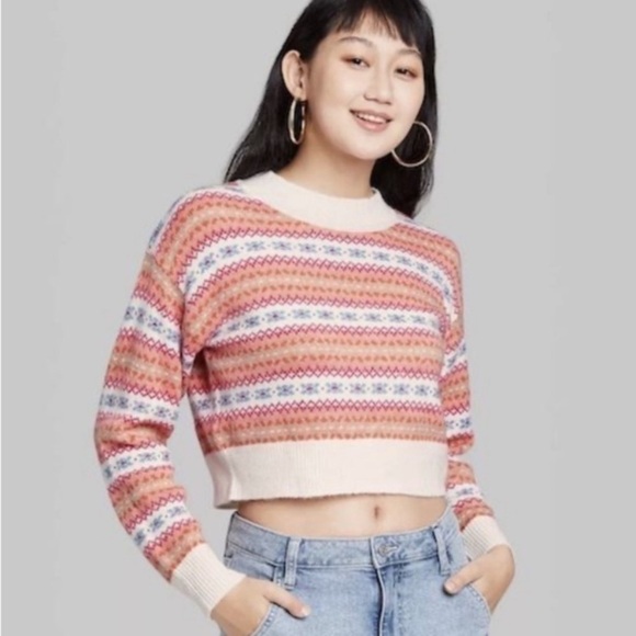 NWT Wild Fable Fair Isle Crop Sweater - Picture 1 of 6